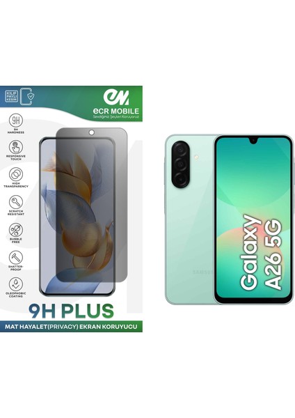 Samsung Galaxy A26 5g Ekran Koruyucu Tam Uyumlu 9h Esnek Nano Kırılmayan Mat Hayalet(Privacy)