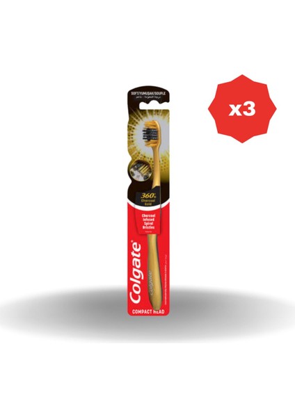 360 Gold Single Yumuşak Diş Fırçası - (3 Adet)