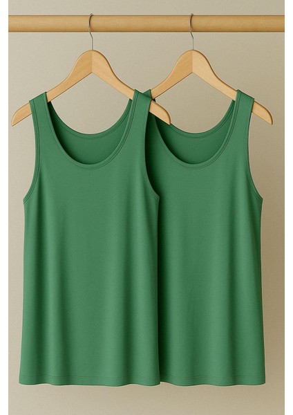 2 Adet A Kesim Rahat Kalıp Basic Kalın Askılı Atlet Tişört