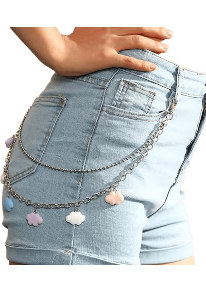 2023 Hip Hop Gökkuşağı Reçine Zincir Anahtarlık Erkekler Kadınlar Sevimli Bel Zinciri Çok Renkli Akrilik Çiçek Pantolon Pantolon Zinciri Punk Takı (Yurt Dışından)