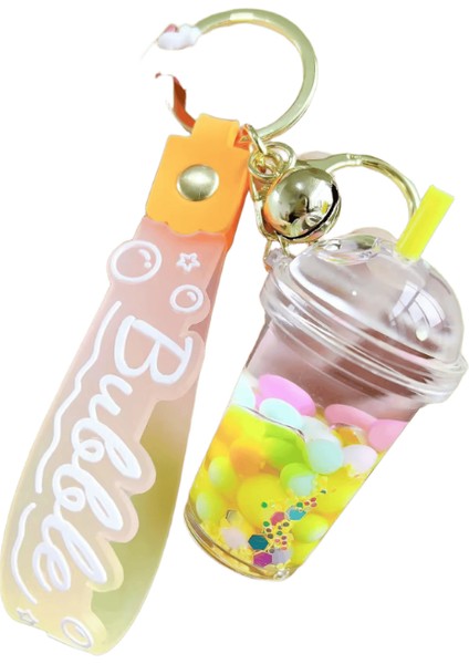 Aydınlık Yağ Çay Bardağı Anahtarlık Otomobil Asılı Süs Yüzen Quicksand Çift Çanta Anahtarlık (Yurt Dışından)