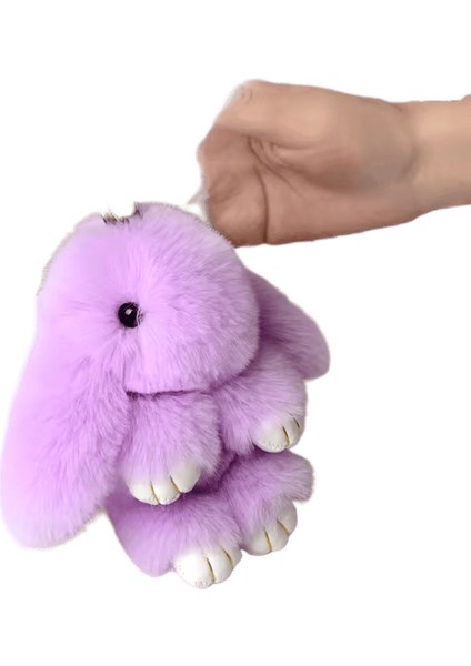 Tavşan Anahtarlık Yüzük Kabarık Gerçek Kürk Ponpon Tavşan Biblo Anahtarlık Charm Çanta Araba Anahtar Kolye Üzerinde Sevimli Anahtarlık (Yurt Dışından)