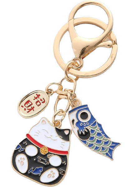 Yaratıcı Japon Tarzı Anahtarlık Sazan Şekli Kadın Metal Şanslı Anahtarlık Araba Çantası Kolye Dekorasyon Aksesuarları (Yurt Dışından)