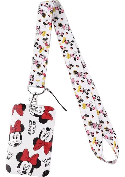 Potdemiel Disney Minnie Mouse Anahtarlık Anahtarlar Için Kimlik Rozetlik Kredi Kartı Boyun Askısı Anahtarlık Lariat Telefon Askısı Takı (Yurt Dışından)