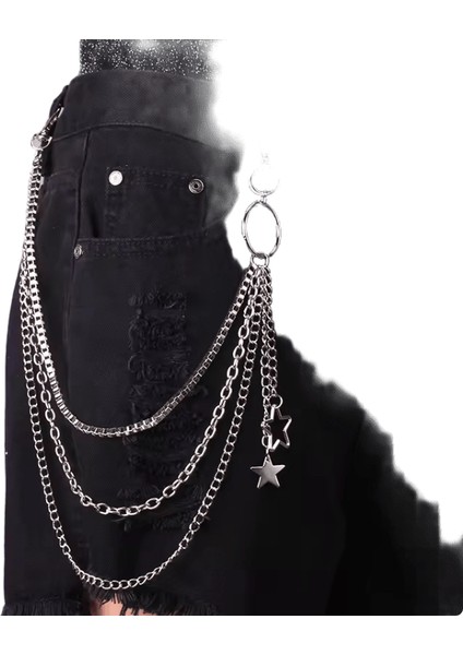 Punk Steet Anahtarlıklar Zincir Kadın Erkek Ay Yıldız Perçinler Kafatası Aksesuarları Seçim Rock Goth Pantolon Bel Kemeri Zincir Kot Üzerinde Jewerly (Yurt Dışından)