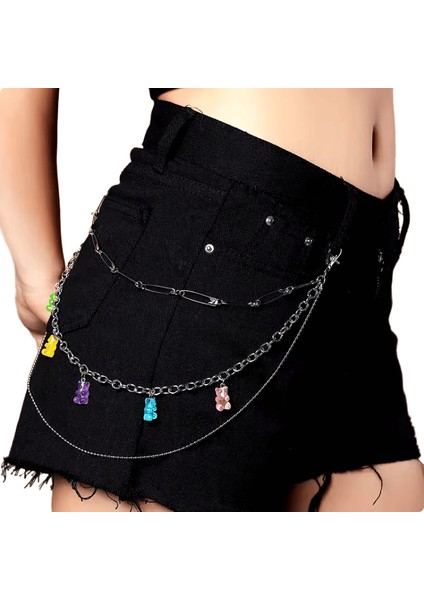 2023 Hip Hop Gökkuşağı Reçine Zincir Anahtarlık Erkekler Kadınlar Sevimli Bel Zinciri Çok Renkli Akrilik Çiçek Pantolon Pantolon Zinciri Punk Takı (Yurt Dışından)