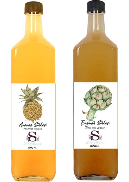Doğal Ananas Sirkesi 1000 ml - Doğal Enginar Sirkesi 1000 ml