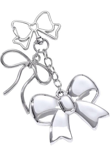 Y2K Büyük Kalp Yay Anahtar Akrilik Anahtarlık Gümüş Renk Yıldız Anahtarlık Kadınlar Için Erkekler Çanta Dekorasyon Iyi Hediye El Yapımı Takı Seti (Yurt Dışından)