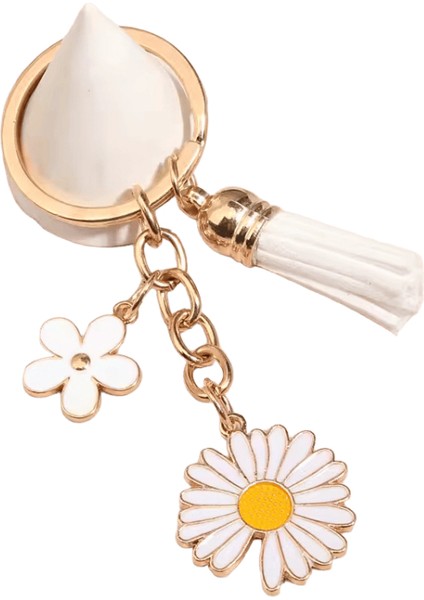 Sevimli Emaye Anahtarlık Ayçiçeği Püskül Anahtarlık Çiçek Anahtar Zincirleri Kadınlar Için Dostluk Hediyeleri Kızlar Çanta Aksesuar Dıy Takı (Yurt Dışından)