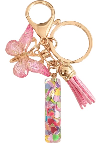 Az Dreamy Pullu Harfler Anahtarlık Kadınlar Için Püskül Kelebek Kolye Ilk Anahtarlık Çanta Süspansiyon Çanta Charms Araba Anahtarlık (Yurt Dışından)