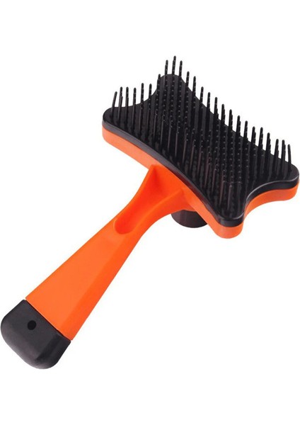 Kedi Köpek Tüy Giderici Pet Tarak Bakım Fırçası Kendiliğinden Temizlenen Tarak Yavru Kedi Yün Açma Bakım Pet Temizleme Banyo Fırçası turuncu (Yurt Dışından)