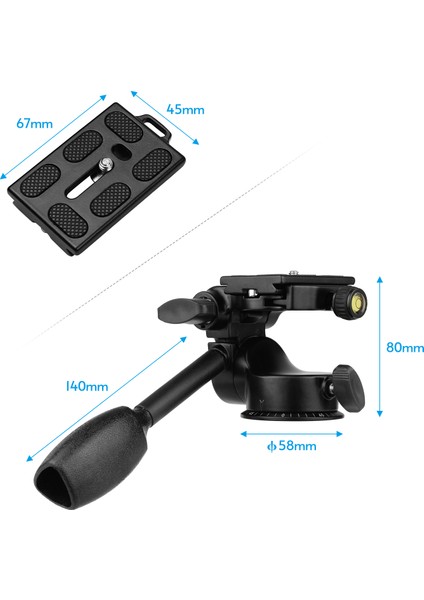 Alüminyum Çelik 3 Yönlü Sönümleme Video Başlığı 360° Panoramik Fotoğrafçılık Maksimum 10KG Yük Taşıma (Yurt Dışından) fırsatları