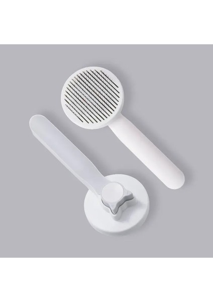 Pet Comb 1Pc Grooming Cat Köpek Saçı Fırça Paslanmaz Çelik Pimli Tarak Masaj Banyo Temizleme Tek Dokunuşlu Kendiliğinden Temizlenen Aksesuarlar Renk:Gri (Yurt Dışından)