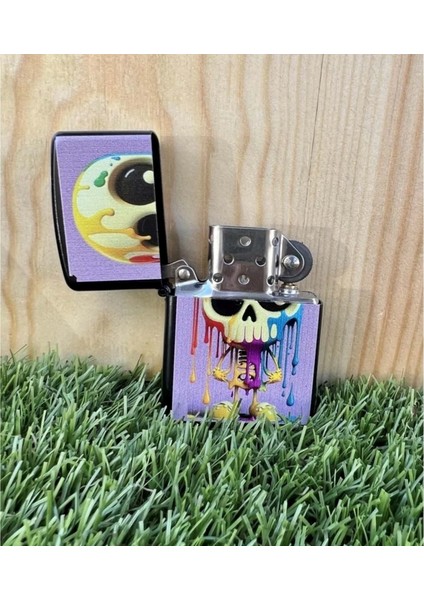 Kuru Kafa Benzinli Metal Çakmak Uv Baskı