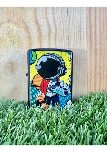 Astronot Benzinli Metal Çakmak Uv Baskı