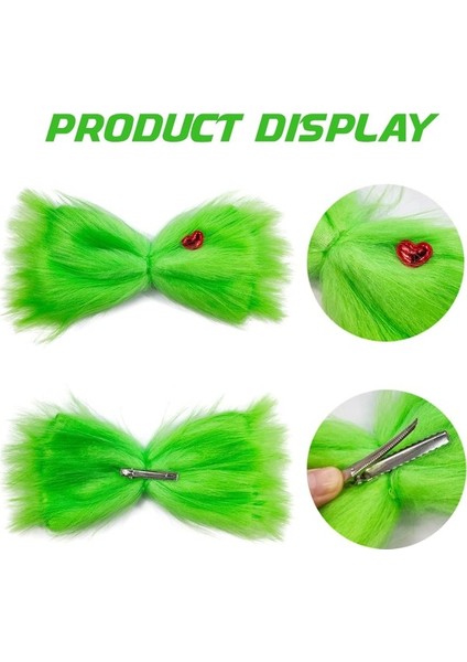 Brave Bull Large Green Furry Bow Halloween Hair Clip Women Girls Christmas Hair Accessories Christma (Yurt Dışından) modelleri