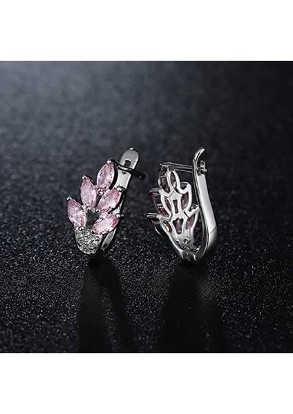 Aqqogib Kadın Kübik Zirkonya Kakma Sarılma Düğün Nişan Mücevheri Pembe Küpe (Yurt Dışından) modelleri