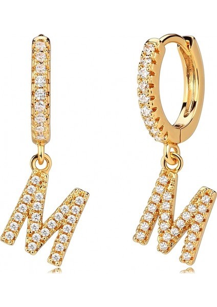Safety1 Avekı 18K Zarif Altın Kaplama Açacağı Kübik Zirkon Harf Charm Huggie Hoop Küpeler Harfleri A (Yurt Dışından)