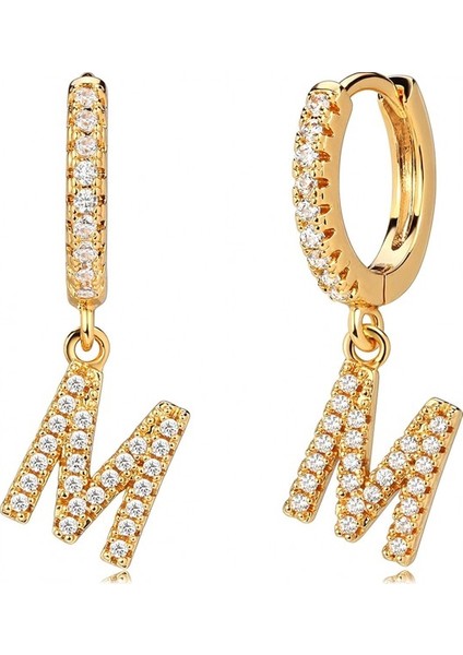 Safety1 Avekı 18K Zarif Altın Kaplama Açacağı Kübik Zirkon Harf Charm Huggie Hoop Küpeler Harfleri A (Yurt Dışından) indirimleri