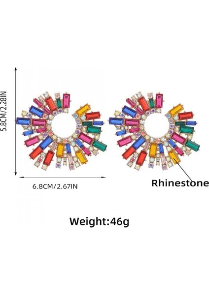 Aqqogib Çift Düğme Küpe Ayçiçeği Şekli Çok Renkli Rhinestone Takı Vintage Boho Küpe Kültürler Kızlar (Yurt Dışından) fiyatları