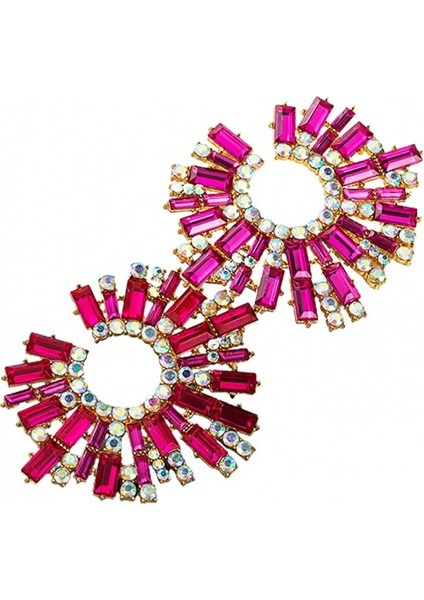 Aqqogib Çift Düğme Küpe Ayçiçeği Şekli Çok Renkli Rhinestone Takı Vintage Boho Küpe Kültürler Kızlar (Yurt Dışından) indirimleri