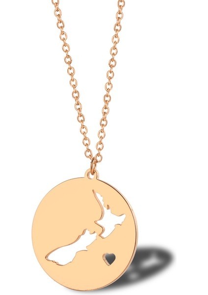 Safety1 1 Adet Kesme Harita Kolye, Yeni Zelanda Harita Kolye, Titanyum Çelik Bayanlar Klavikula Zinc (Yurt Dışından)