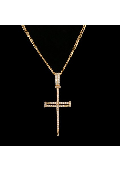 Safety1 Avekı Altın Zarif Çapraz Kolye 14K Altın Kaplama Cz Turkuaz Inanç Kolye Kolye Minimalist El (Yurt Dışından) modelleri