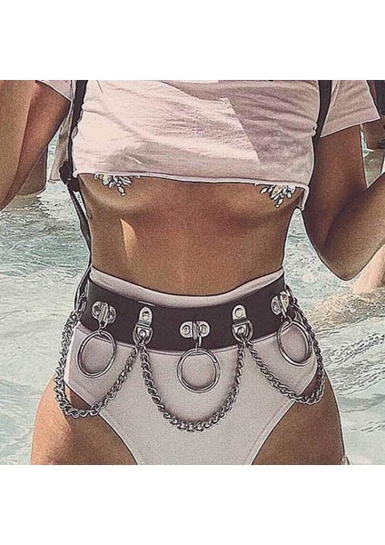 Safety1 Punk Bel Zincir Kemer Deri Vücut Zincirleri Kadınlar ve Kızlar Için Rave Vücut Takı Aksesuar (Yurt Dışından)