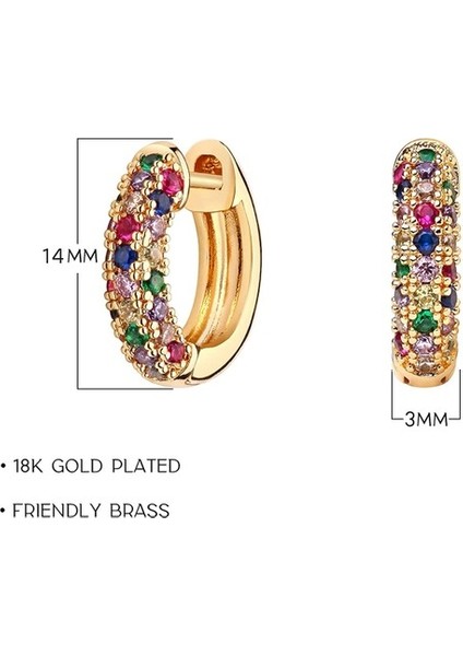 Safety1 Avekı Zarif Kadın Altın Cz Huggie Halka Küpeler 18K Altın Kaplama Beyaz Çok Renkli Elmas Küb (Yurt Dışından) indirimleri