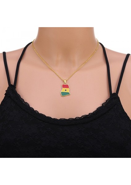 Safety1 Kadın Harita Kolye, Etnik Stil Kolye Takı, Afrika Gana Harita Kolye Paslanmaz Çelik Kolye (Yurt Dışından) modelleri