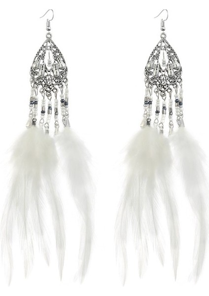 Safety1 Süper Peri Abartılı Takı Etnik Tarzı Tüy Bohem Sahil Tatil Pirinç Boncuk Uzun Küpe (Yurt Dışından) fiyatları