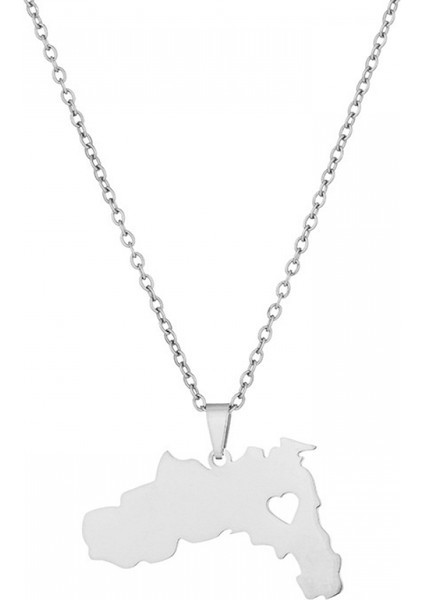 Safety1 Kalp Şekli Paslanmaz Çelik Kolye, Etiyopya Tigray Harita Kolye, Erkekler ve Kadınlar Için Mo (Yurt Dışından)