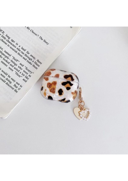 Apple AirPods Pro 1. / 2. Nesil Uyumlu Kılıf Kalp Leopar Taş Kiraz Desenli Fiyok Tutmalı Kılıflar