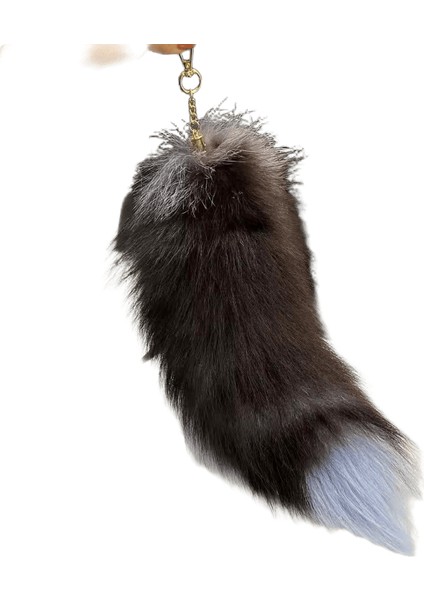 2024 Gerçek Tilki Kürk Kuyruk Uzun Doğal Kürk Kuyruk Anahtarlık Kolye Cosplay Kuyruk Sevimli Kurt Tilki Kuyruk Kürk Araba Anahtarlıklar Renk: Renk 4 / ut: Yaklaşık 40 cm (Yurt Dışından)
