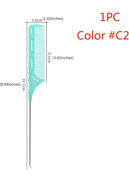 Profesyonel Uç Noktası Tarak Saç Stili Tarak Antistatik Saç Boyası Fırçası Berber Çelik Iğne Pimi Fare Ucu Taraklar Berber Aksesuarları Renk:1 Adet Renk C2 (Yurt Dışından)
