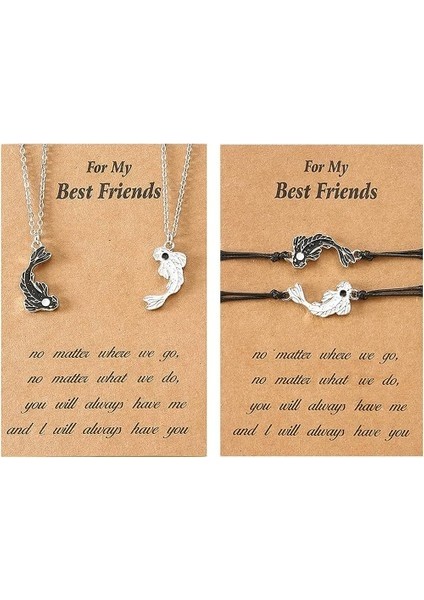 Fybang Yin Yang Kolye Bilezik Kadın Erkek Eşleşen Siyah Beyaz Disk Tai Chi Kolye Çiftler Için Kızlar (Yurt Dışından)