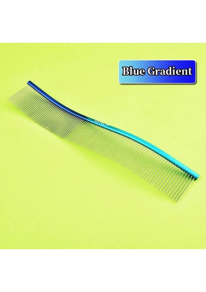 22cm S-Şekilli Evcil Gökkuşağı Tarakı Kedi Bakım Tarakı Çelik Köpek Tarakı Yoğun Dişli Temizleme Fırçası Tüy Alma Evcil Malzemeleri mavi DEGRADE/BOYUT:22cm (Yurt Dışından)