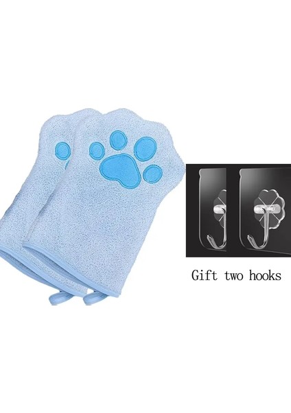 Köpek Banyo Eldivenleri Evcil Hayvan Bakım Eldivenleri Çok Renkli Yumuşak Patili Desen Köpekler Kediler Için Banyo Kurulama Ihtiyaçları Renk: Mavi 2 Adet (Yurt Dışından)