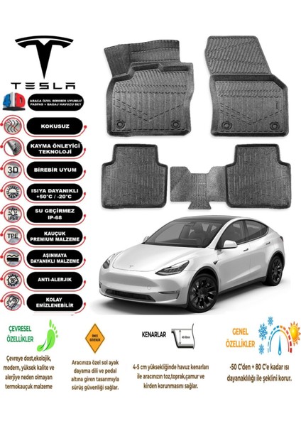 Model Y 2021 Model 4d Araca Özel Havuzlu Paspas Takımı