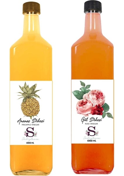 Doğal Ananas Sirkesi 1000 ml - Doğal Gül Sirkesi 1000 ml