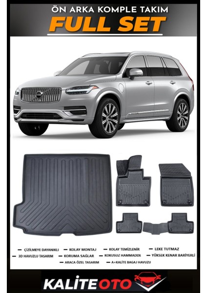 Volvo XC90 Bagaj Havuzu+4.5d Havuzlu Paspas Seti 2025 Model