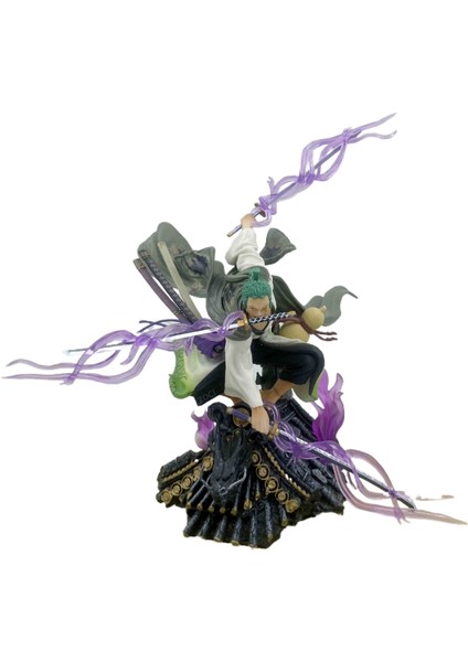 One Piece Anime Wano Country Rooftop Zoro Kimono Three Swords Zoro El Yapımı Model Süsleri (Yurt Dışından)