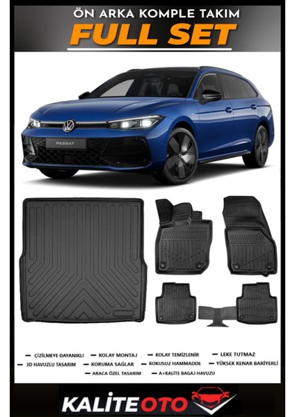 Passat B9 Bagaj Havuzu+4.5d Havuzlu Paspas Seti 2024 Model