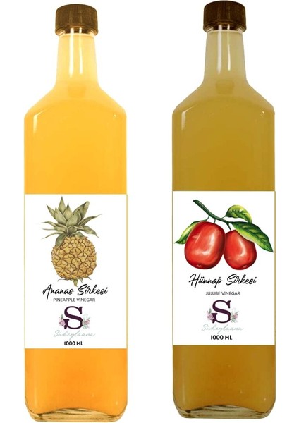 Doğal Ananas Sirkesi 1000 ml - Doğal Hünnap Sirkesi 1000 ml