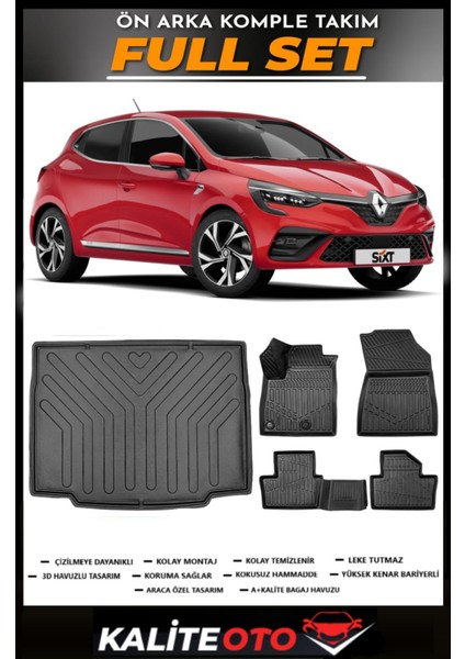 Clio 5 Bagaj Havuzu+4.5d Havuzlu Paspas Seti 2022 Model