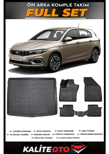 Egea Hatchback Stepneli Bagaj Havuzu+4.5d Havuzlu Paspas Seti 2024 Model