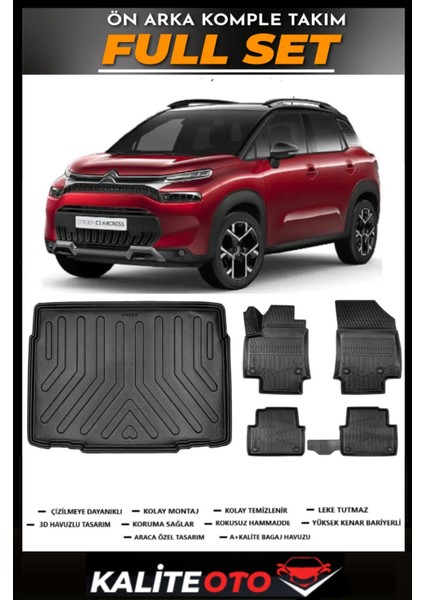 C3 Aircross Alt Kademe Bagaj Havuzu+4.5d Havuzlu Paspas Seti 2018 Model