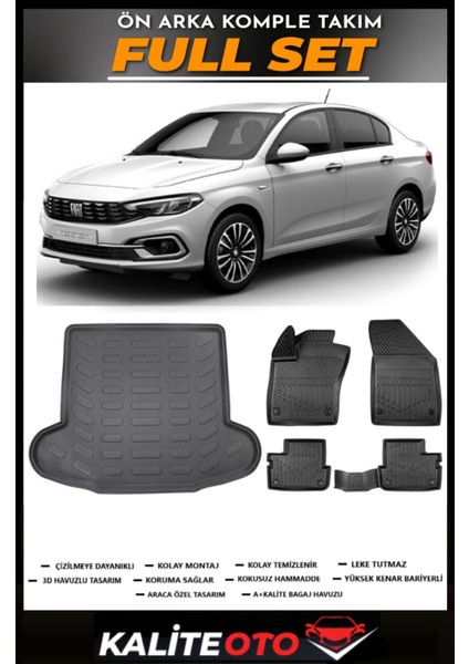 Egea Sedan Bagaj Havuzu+4.5d Havuzlu Paspas Seti 2016 Model