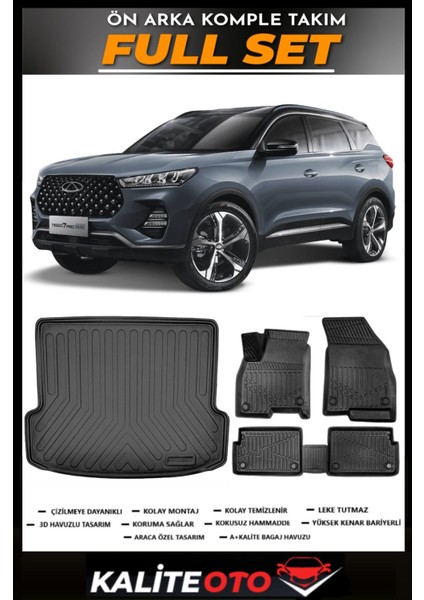 Tiggo 7 Pro Bagaj Havuzu+4.5d Havuzlu Paspas Seti 2022 Model