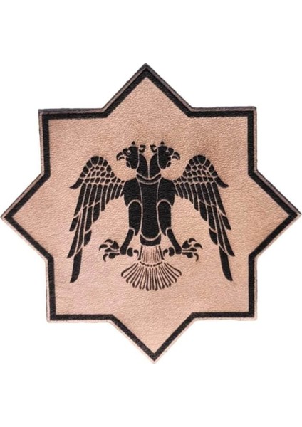 Selçuklu Kartalı Yıldız Deri Peç - Arma - Askeri Patch 8 Cm Çap